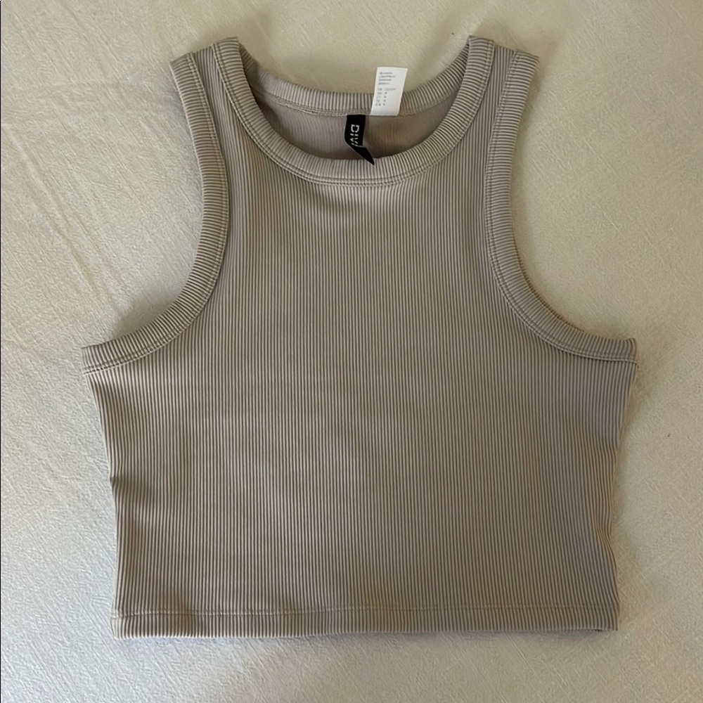 Beige Ribbed Crop Top